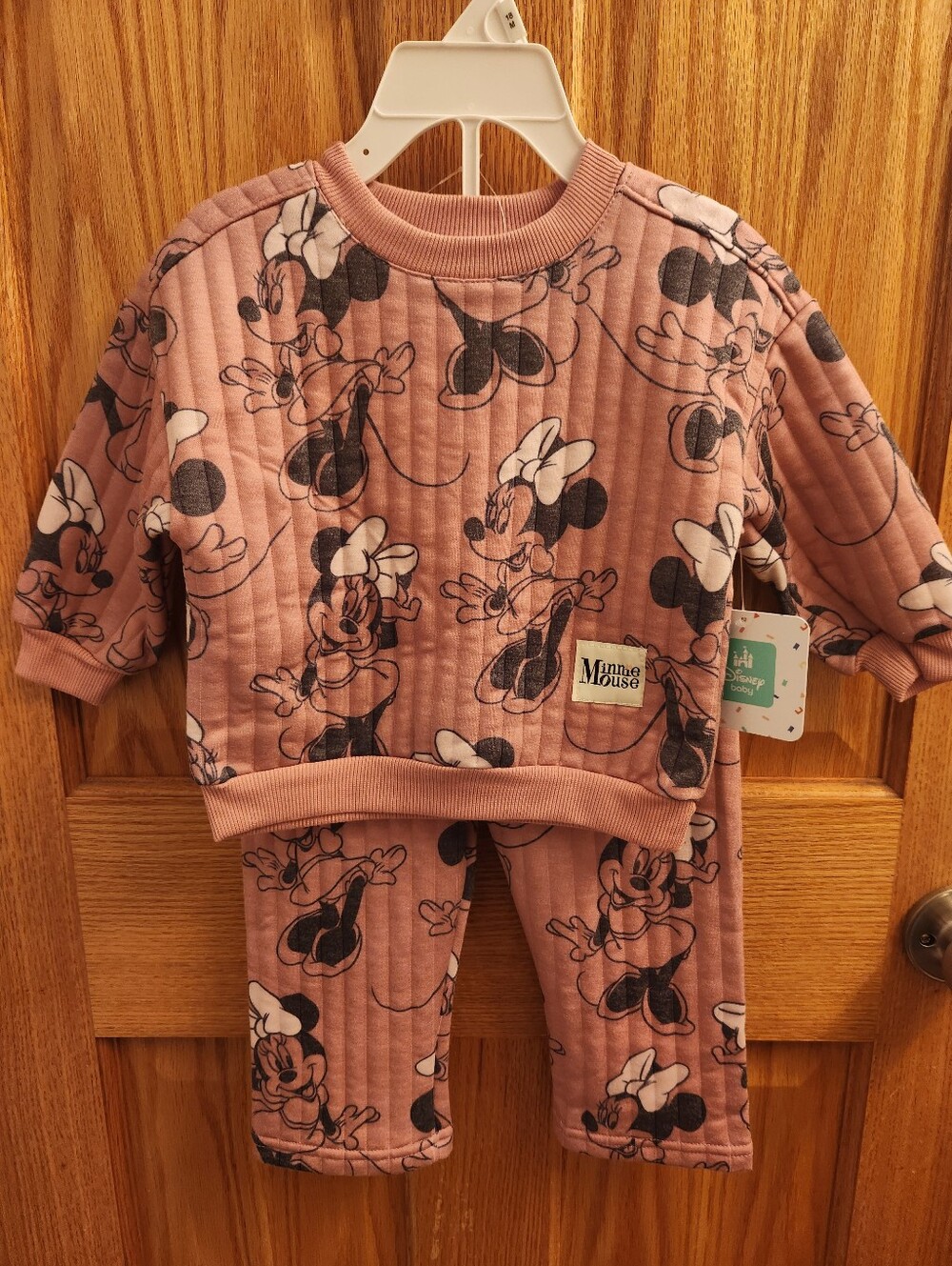 Disney Baby Girl Minnie Mouse 2pc Comfy Cozy Long Sleeve And Pant Set, 18M, NWT